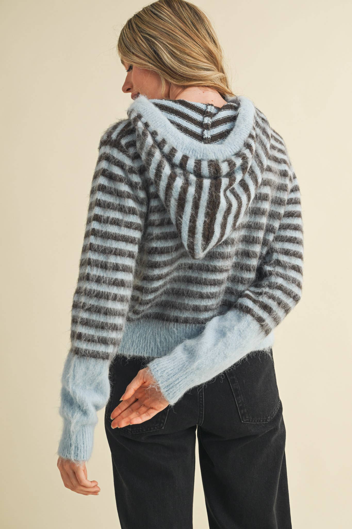&MERCI - STRIPED HOODIE SWEATER CARDIGAN MSW11063