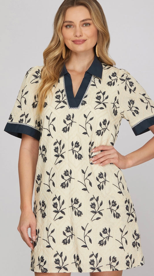 Woven Embroidery Mini Dress