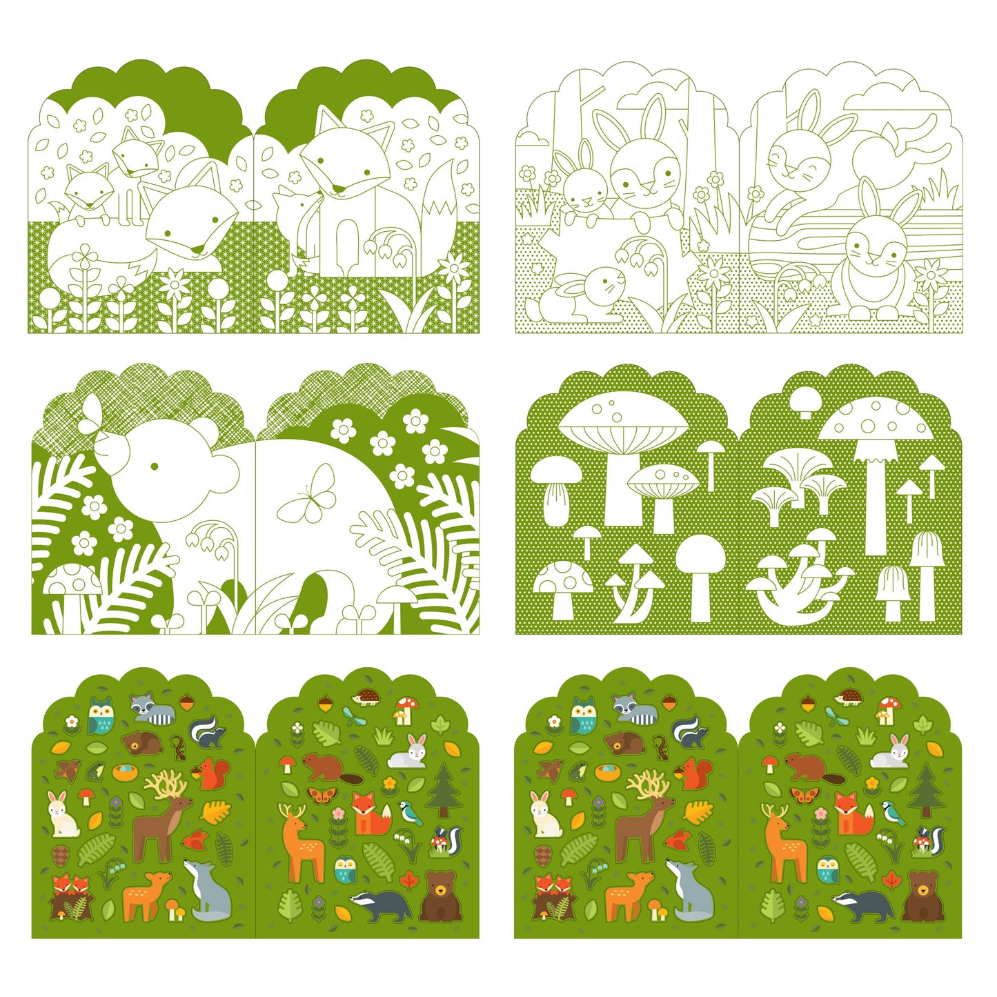 Chronicle Books - Coloring Book With Stickers: Woodland