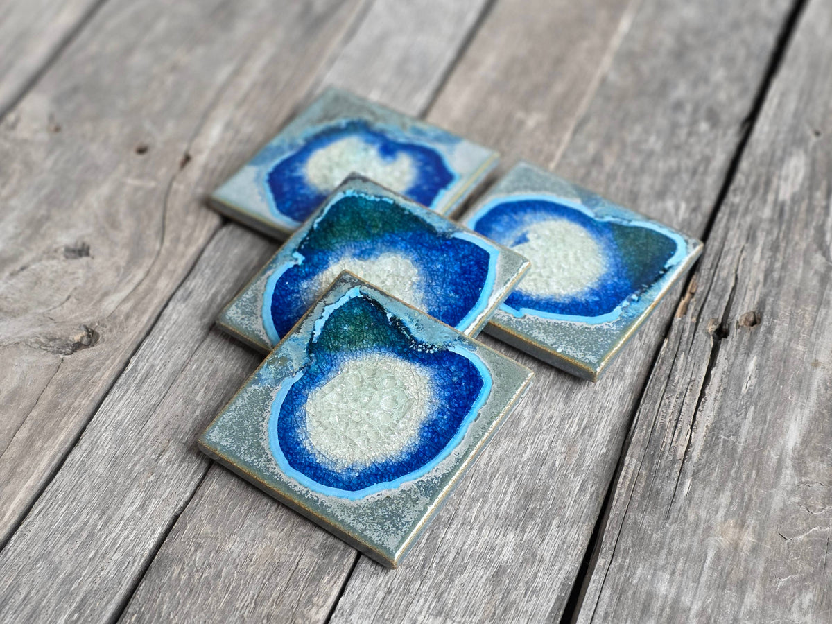 Dock 6 Pottery - Square Coaster - Something Blue - Individual Coaster