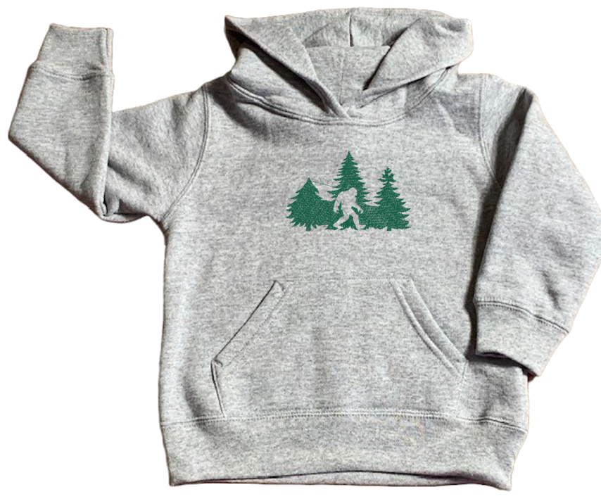 EMBELLISH By Kathleen - Embroidered Toddler Hoodie: Sasquatch in Trees
