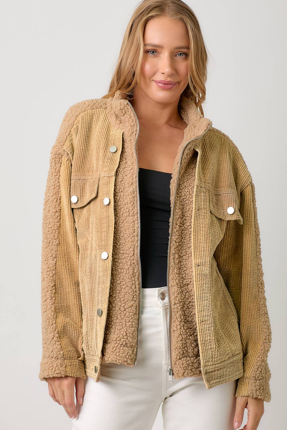 Mystree - 60817 Corduroy Mixed Sherpa Jacket