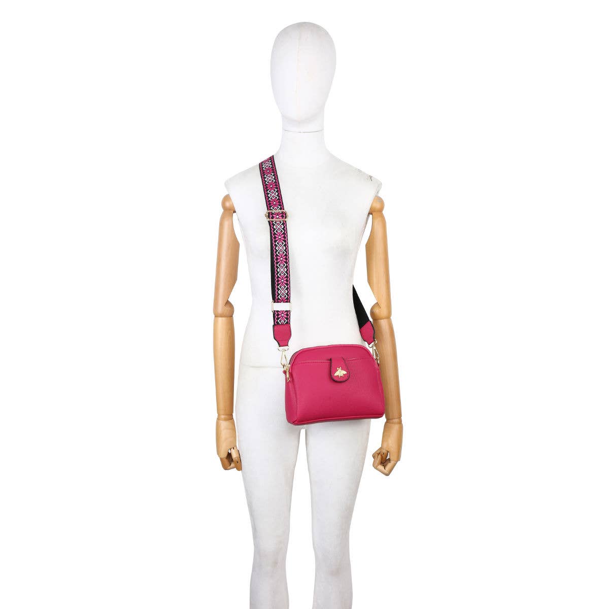 Papaya Fashion Ltd - B23002 Cross Body Handbag with double zip top sections