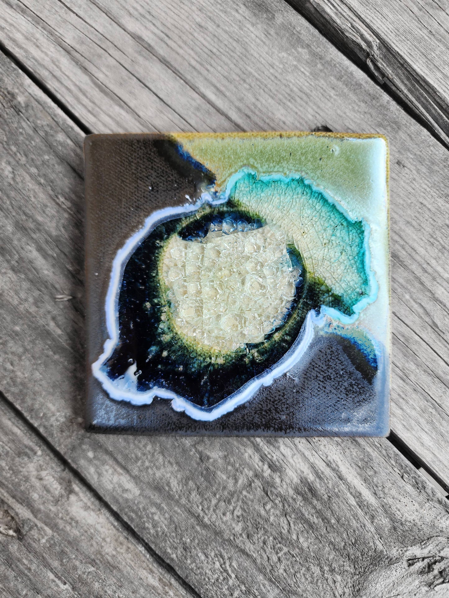 Dock 6 Pottery - Square Coaster - Black Pearl - Individual Coaster
