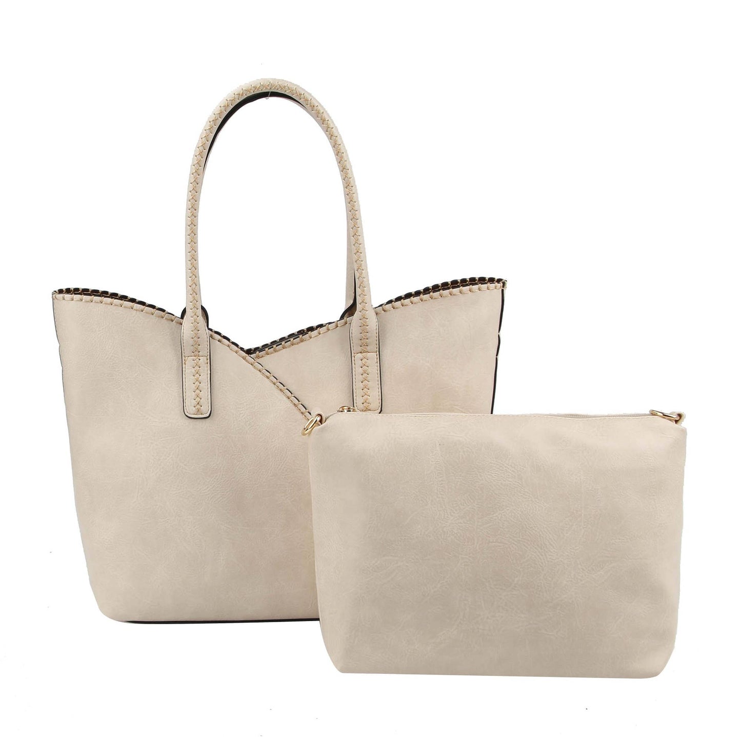MiMi Wholesale - COL001-2 2-in-1 Stitch Trim Detail Shoulder/Tote Set Bag