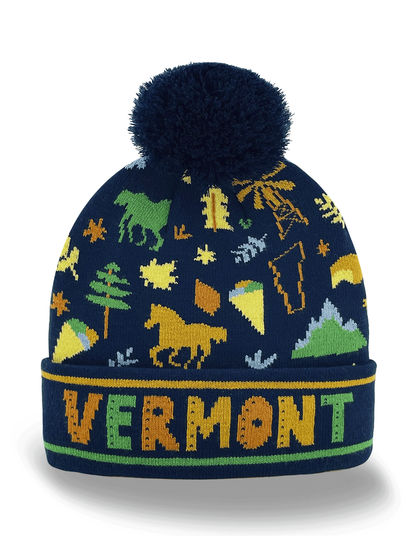 Northern Icons Creations INC - Vermont Knit Beanie Winter Hat with Pom Pom | Green Mountain State Souvenir