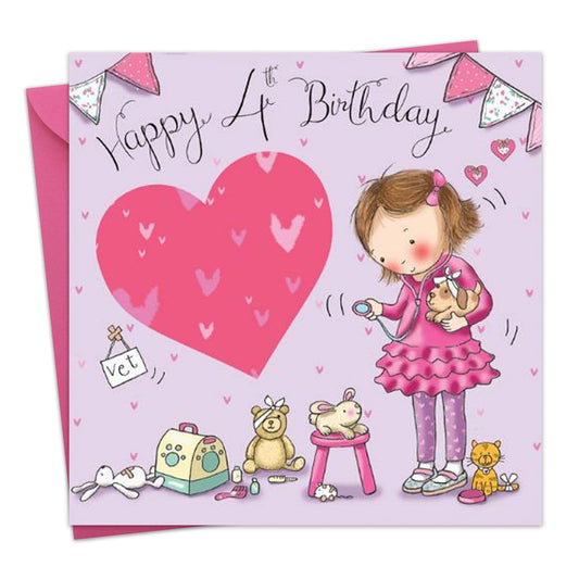 Twizler Ltd - 4th Birthday Card Girls - Vet