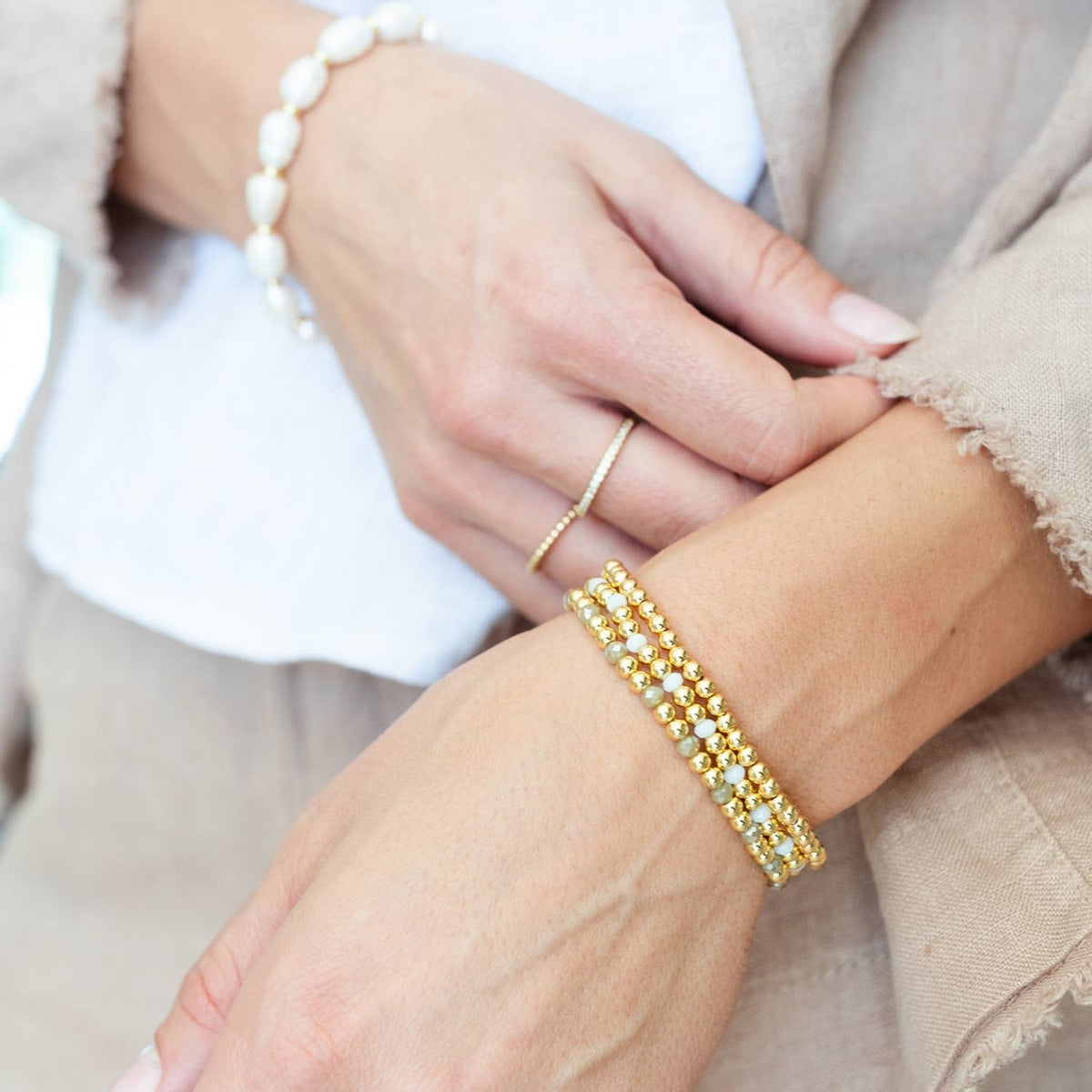 Splendid Iris - Classic Beaded Stretch Bracelets