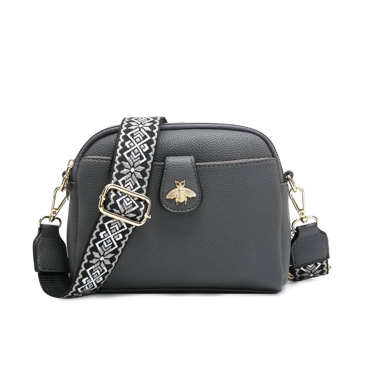 Papaya Fashion Ltd - B23002 Cross Body Handbag with double zip top sections