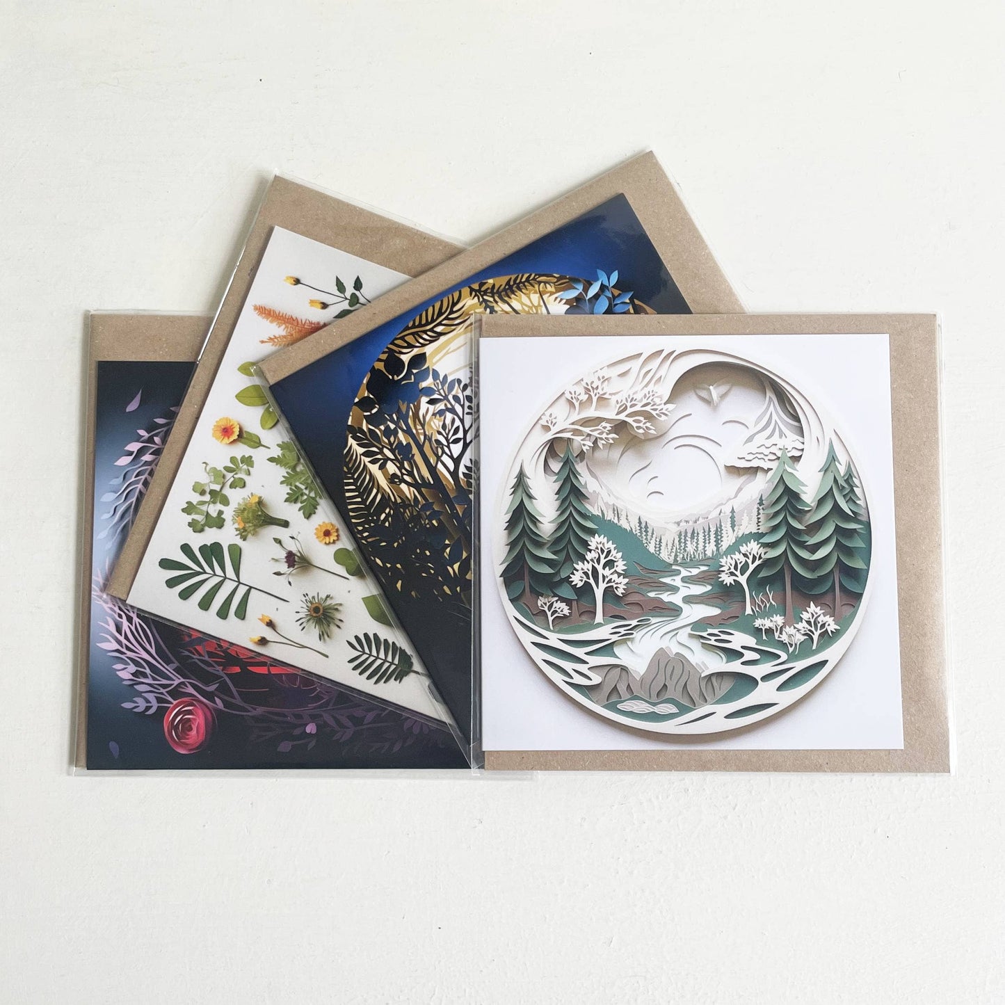 Good Post Day - Mushroom Toadstools & Ferns 2D Printed Shadow Box Card