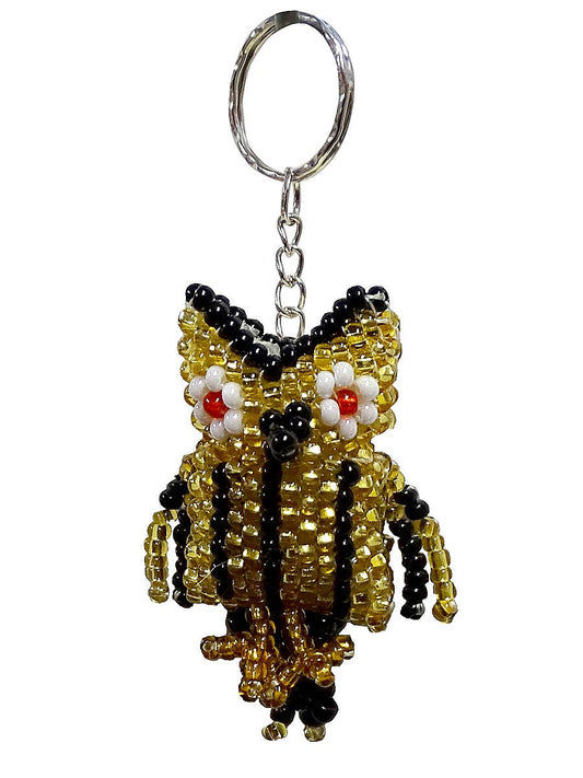 Pichincha - Beaded Owl Bird Seed Bead Figurine Keychain