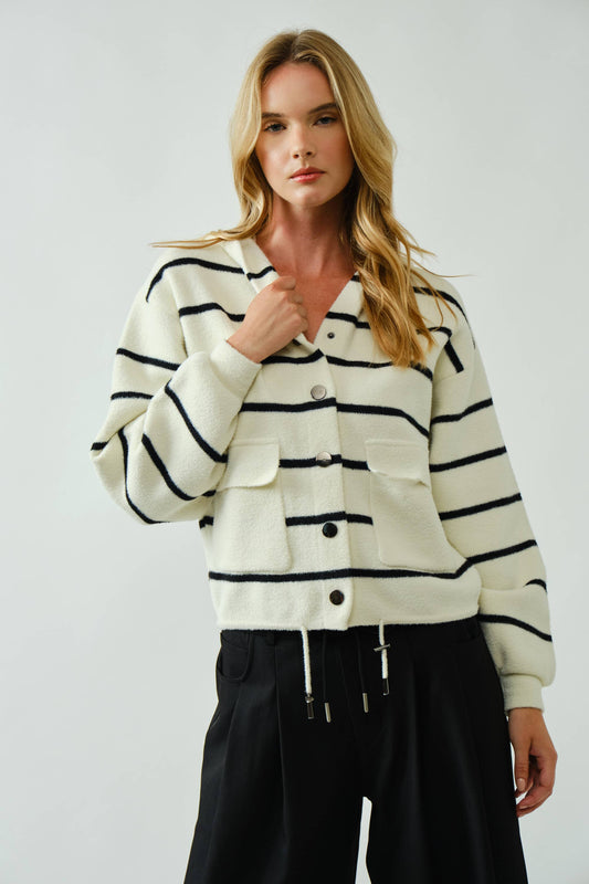 Aaron & Amber  COZY SOFT HOODED SWEATER CARDIGAN