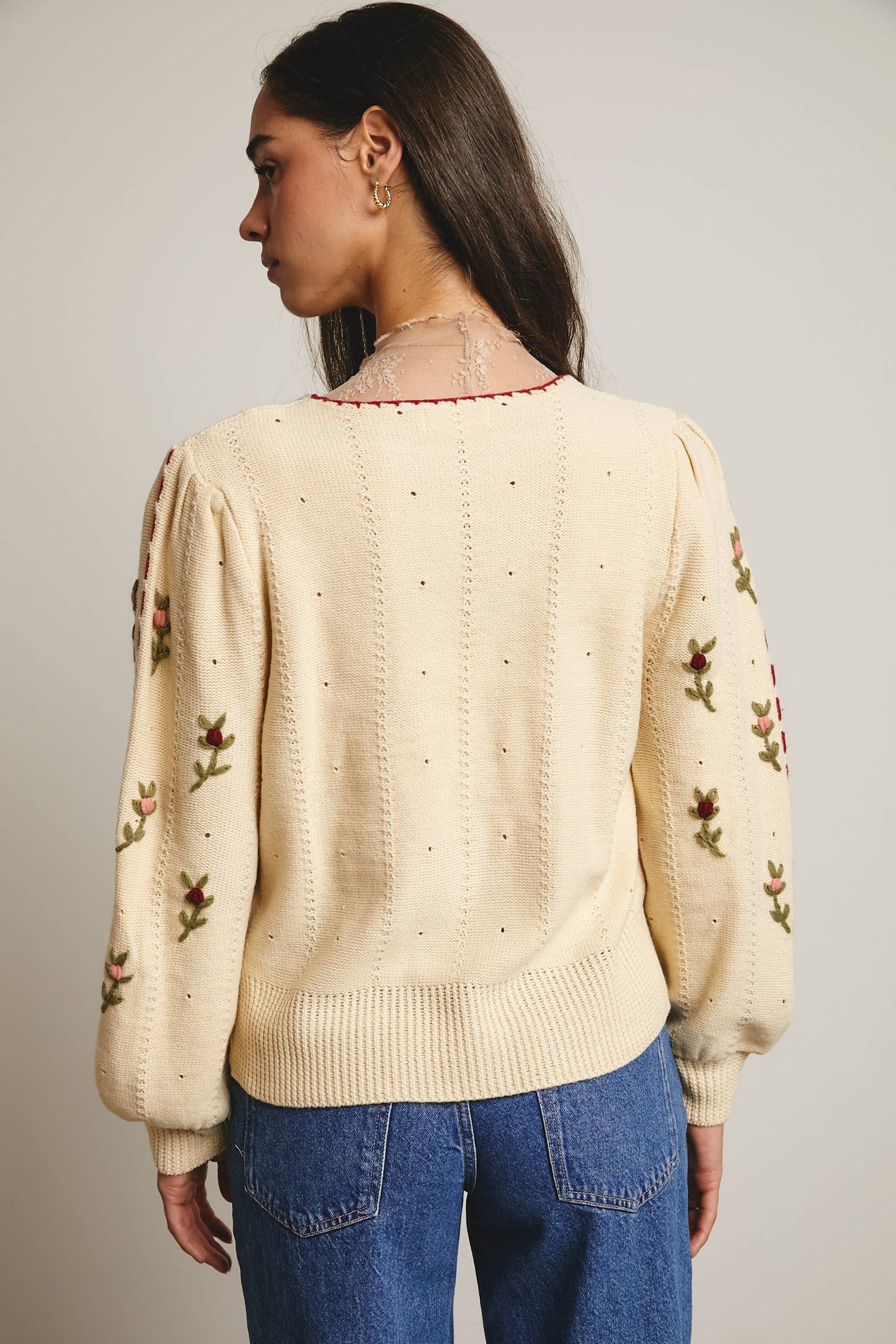 Forte - Embroidered Blossom Knit Sweater FSW0002