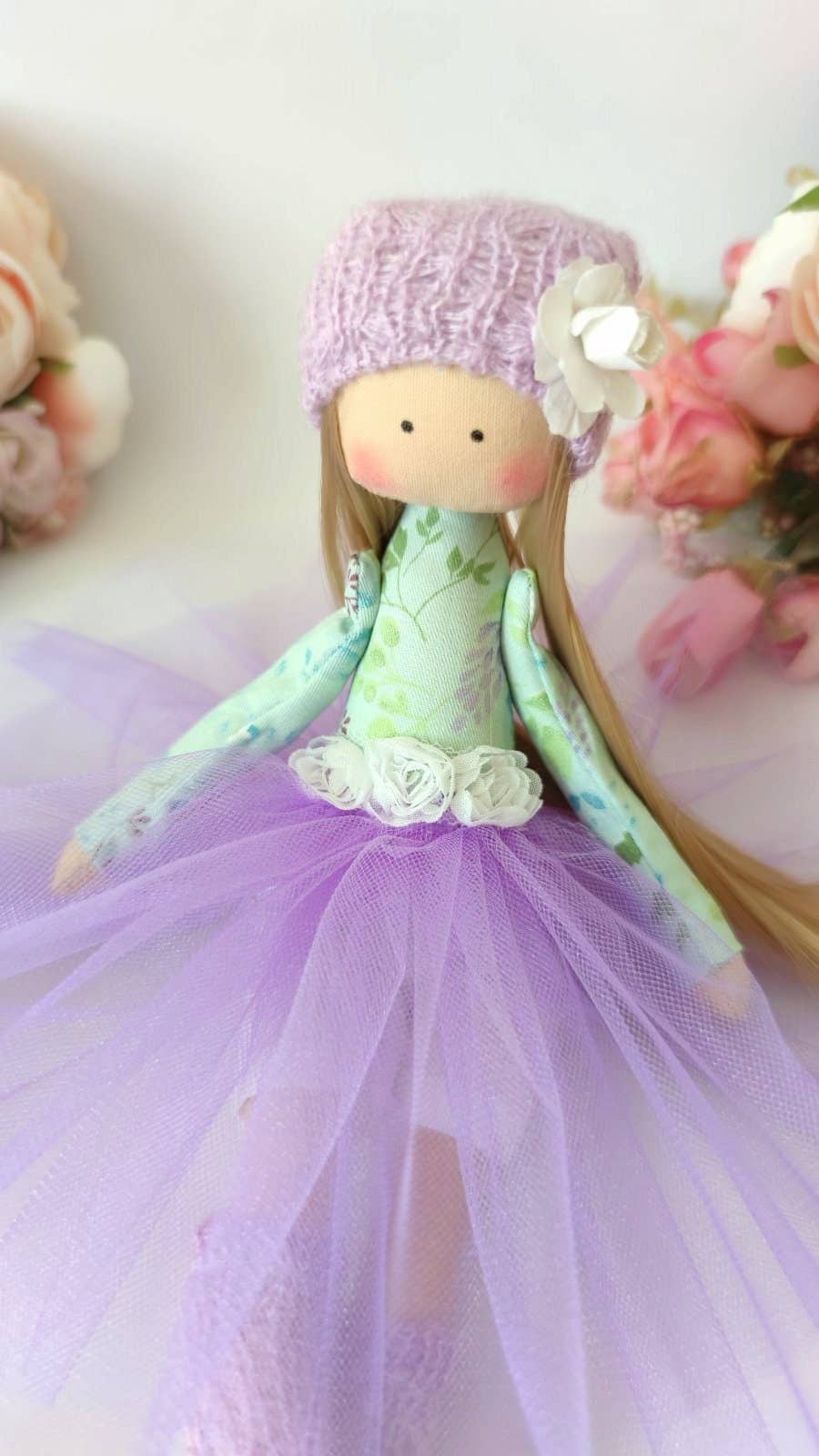 ChernikovaNataliya - Handmade Lilac Ballerina Rag Doll, Fabric