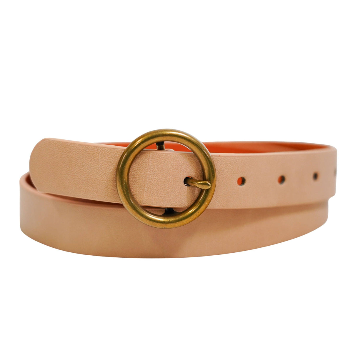 Most Wanted USA - Round Brass Buckle Suede/Genuine Leather Belt｜Minimalist