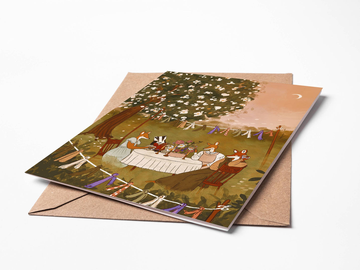 Randi Lynn Reed Illustration - Garden Tea Party Single Blank Greeting Card