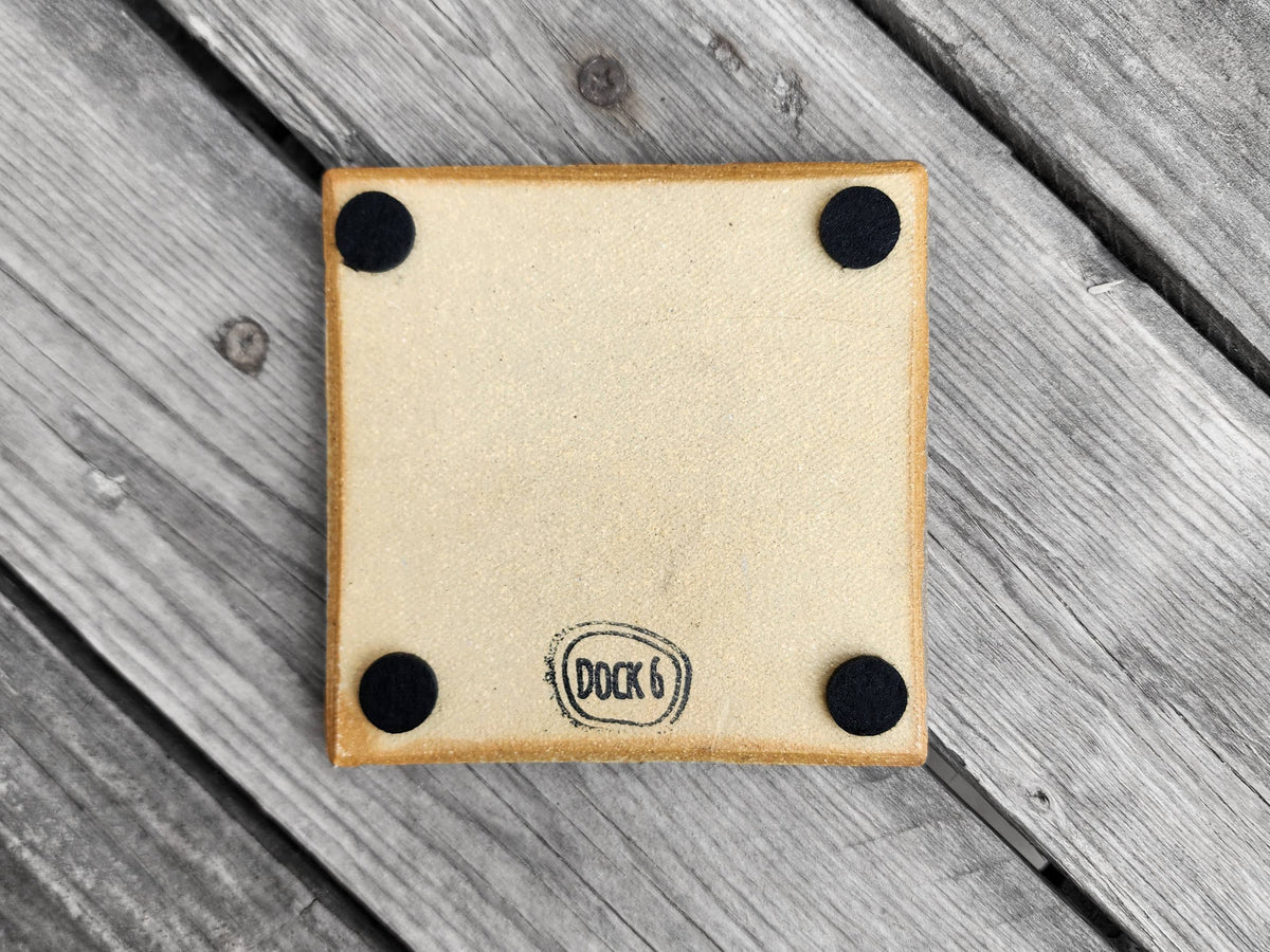 Dock 6 Pottery - Square Coaster - Fern - Individual Coaster