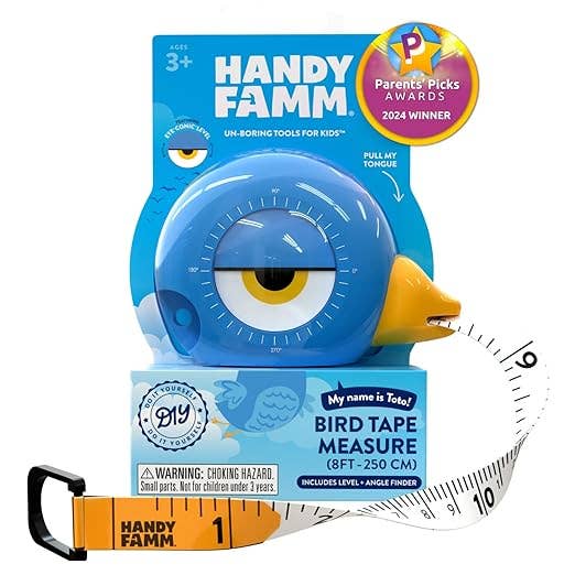 Handy Famm - 3-in-1 STEM Tape Measure / Construction Tool - Bird - "Toto"