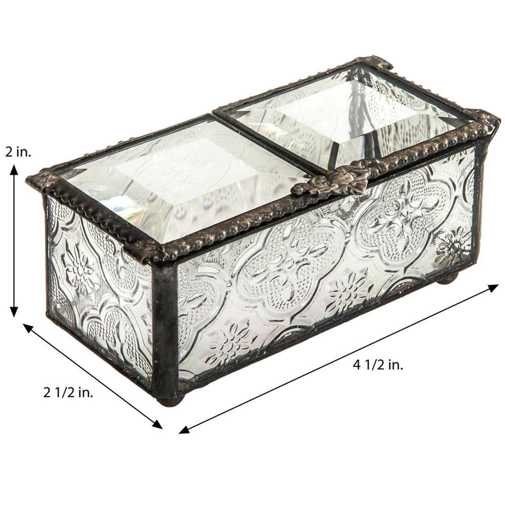 J Devlin Glass Art & Bert Anderson Collection - Glass Jewelry Box with Double Beveled Lid | Vintage-Inspired