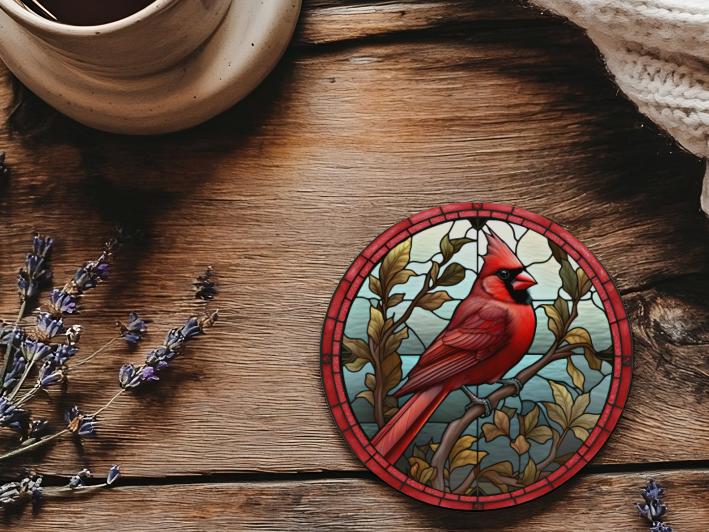 Fernville Creations - Cardinal Coaster, Bird Lover Gift, Nature Home Decor