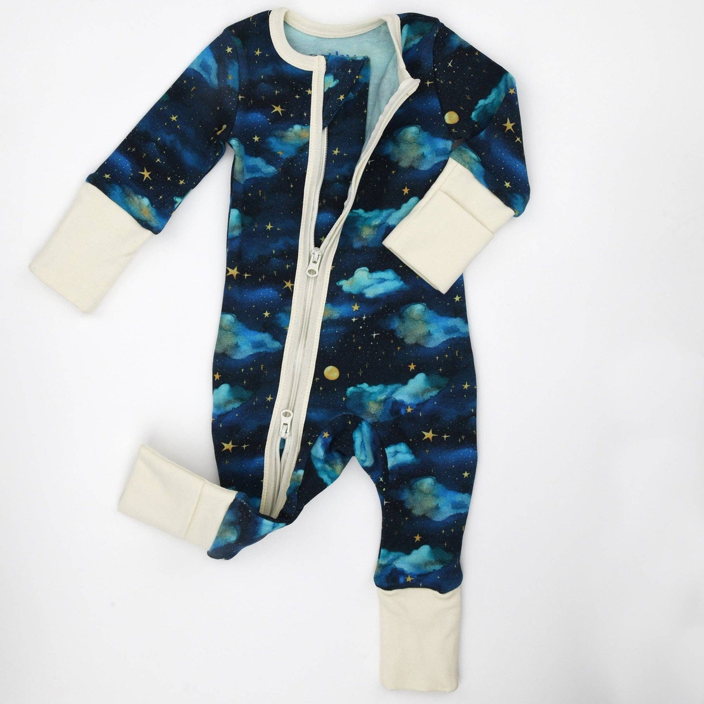 Earthy - Organic Cotton Baby Pajamas 2-Way Zip Front Zipper Sleeper, Stellar