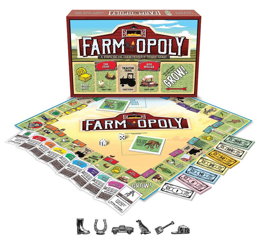 Outset Games and Cobble Hill Puzzles - Farm Opoly (new design) Board Game, by Late for the Sky