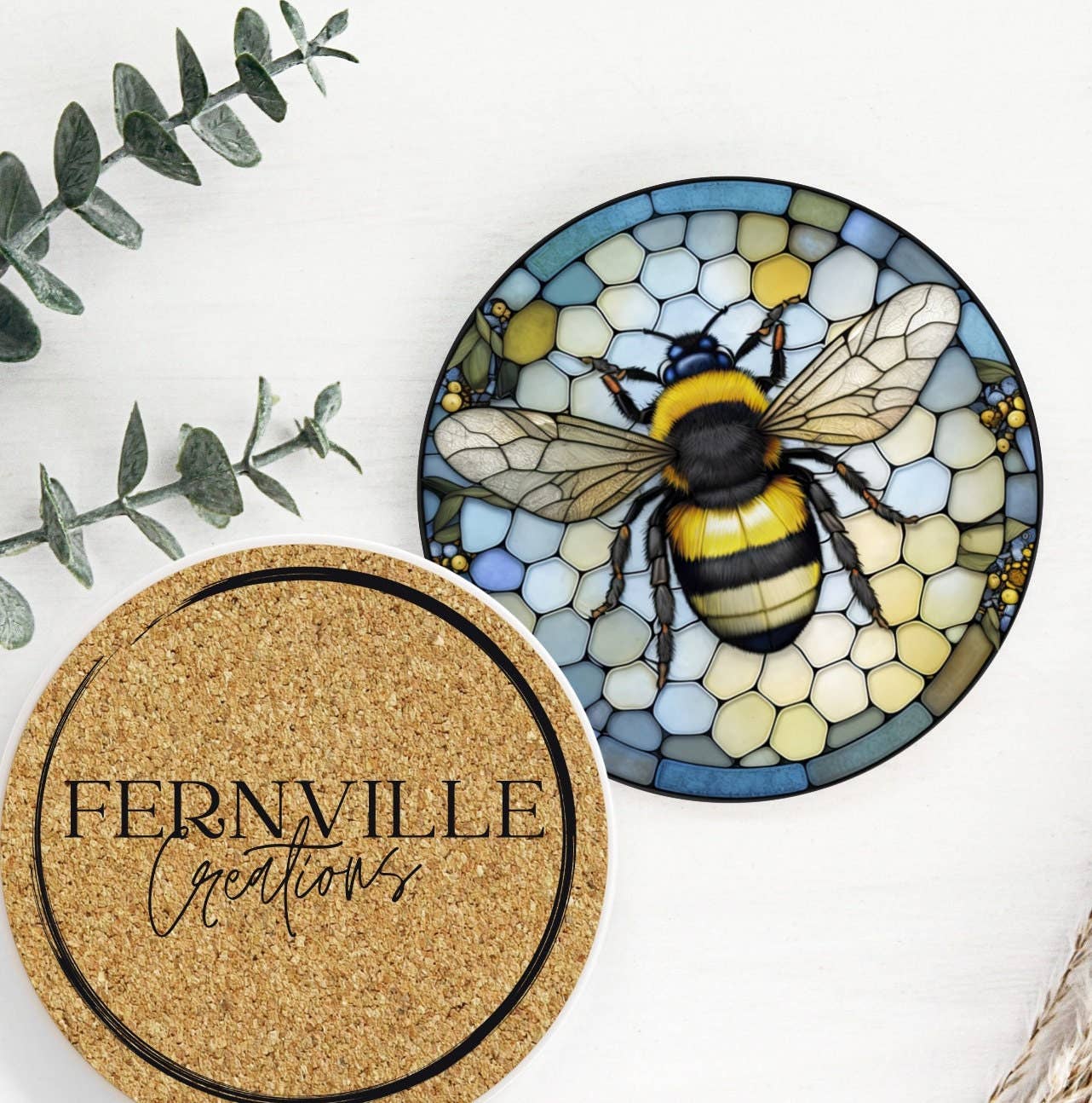 Fernville Creations - Bee Coaster, Bee Keeper Gift, Nature Inspired Home Decor