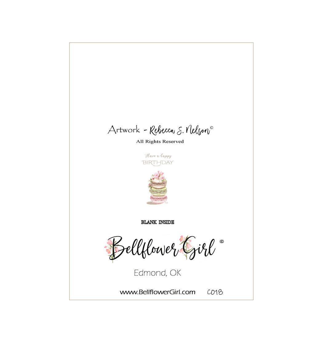 Bellflower Girl -  Have a Happy Birthday - Yummy French Macaron Cookie Card