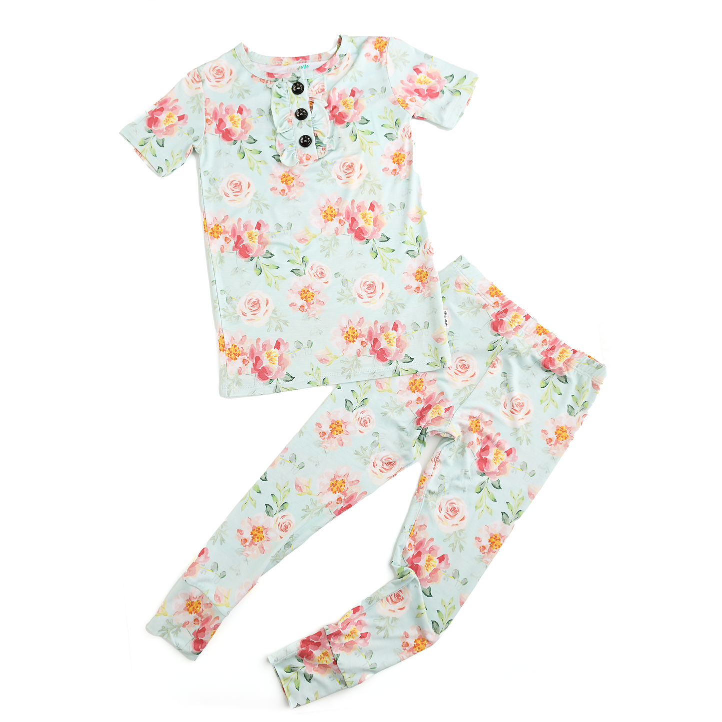Gigi and Max - Mae Floral Ruffle Two Piece Bamboo Toddler Sleepies Little