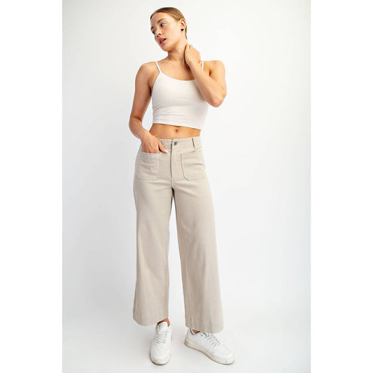 Rae Mode - HEAVY COTTON TWILL CROPPED WIDE PANTS