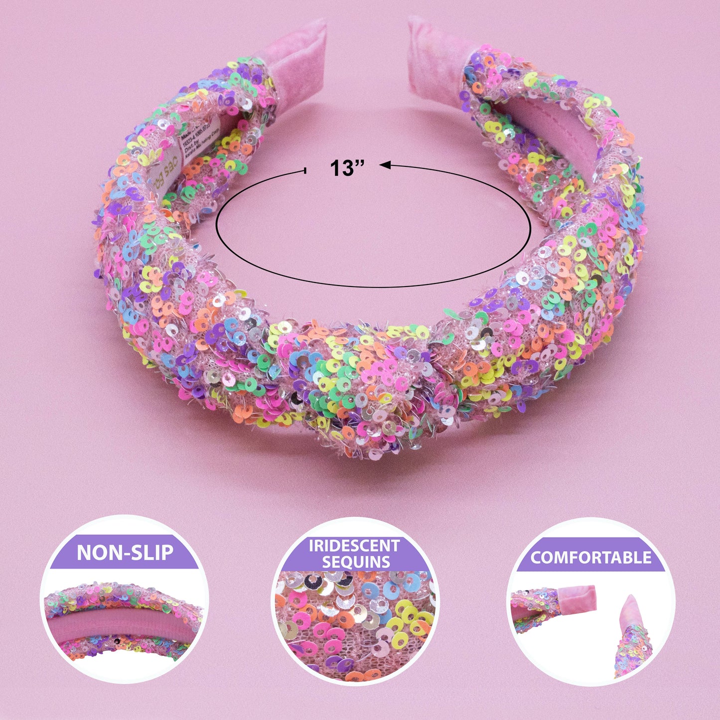 Frog Sac - Kids Knot Headband - Rainbow Sequin Knotted Hair Accessories