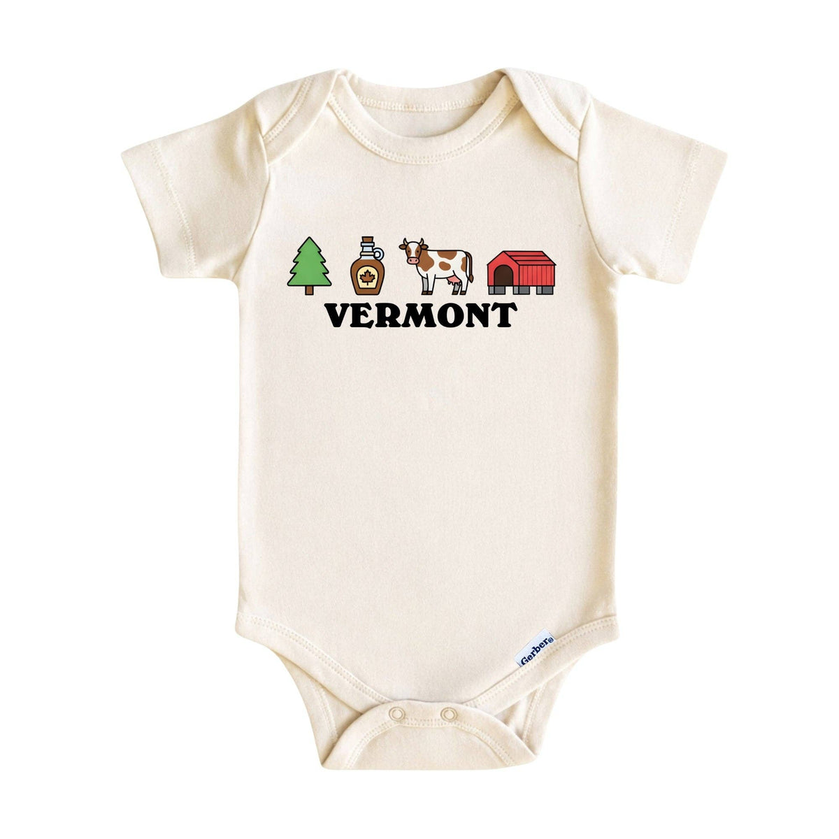 EnjoyMyDesign - Vermont Baby Onesie ®, Green Mountain State Baby Bodysuit for Boys Girls
