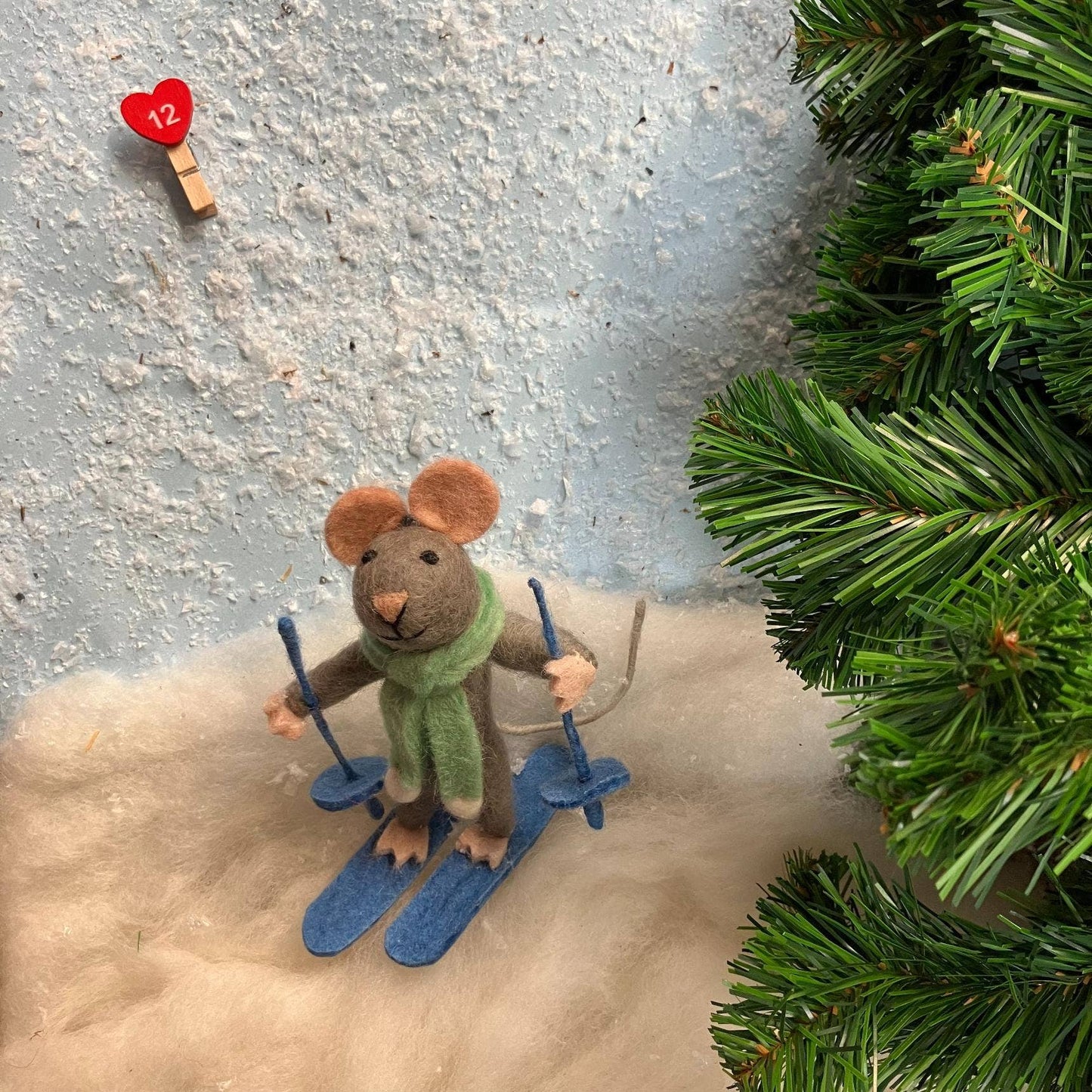 Felt So Good - Handmade Felt Sylvia the Skiing Mouse Christmas Decoration