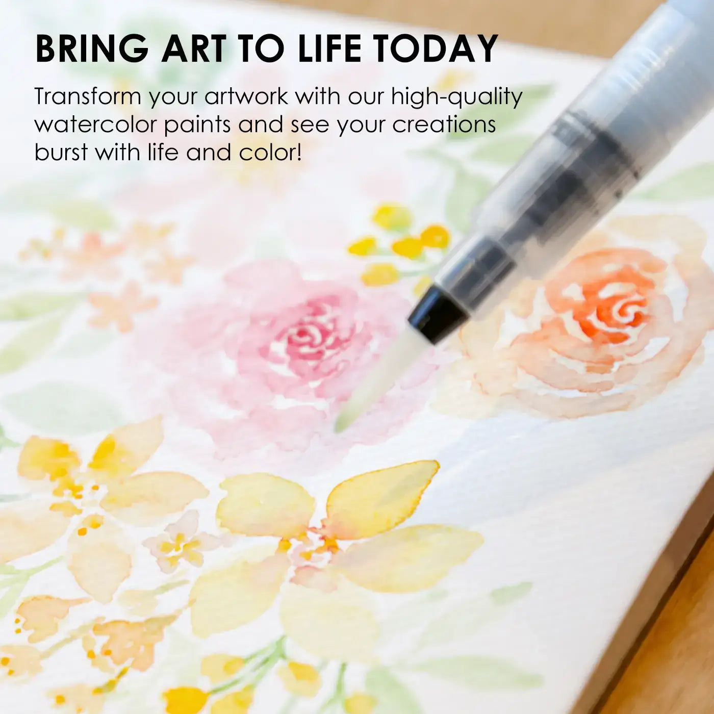 Grabie - Watercolor Pocket Set Of 12 With Brush - Floral Colors