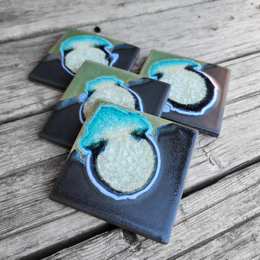 Dock 6 Pottery - Square Coaster - Black Pearl - Individual Coaster
