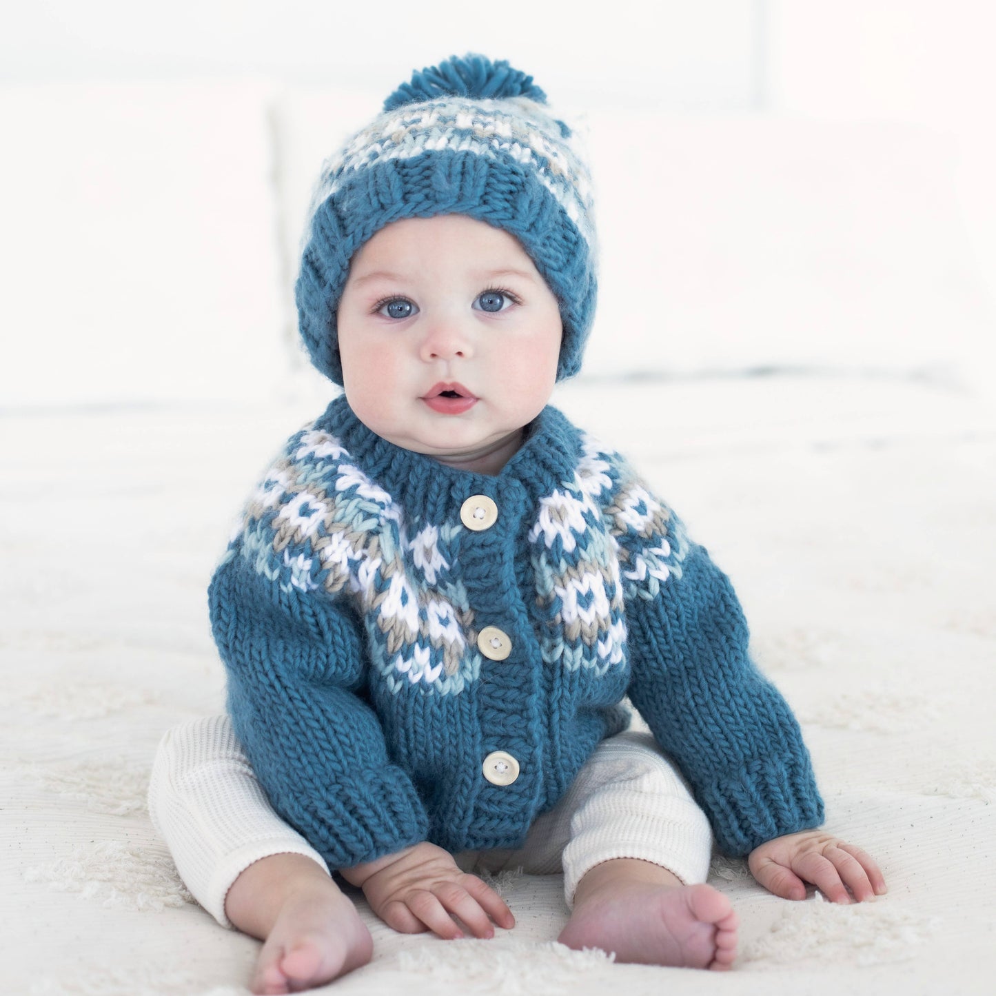 Huggalugs - Fairisle Slate Cardigan Sweater for Baby & Toddler