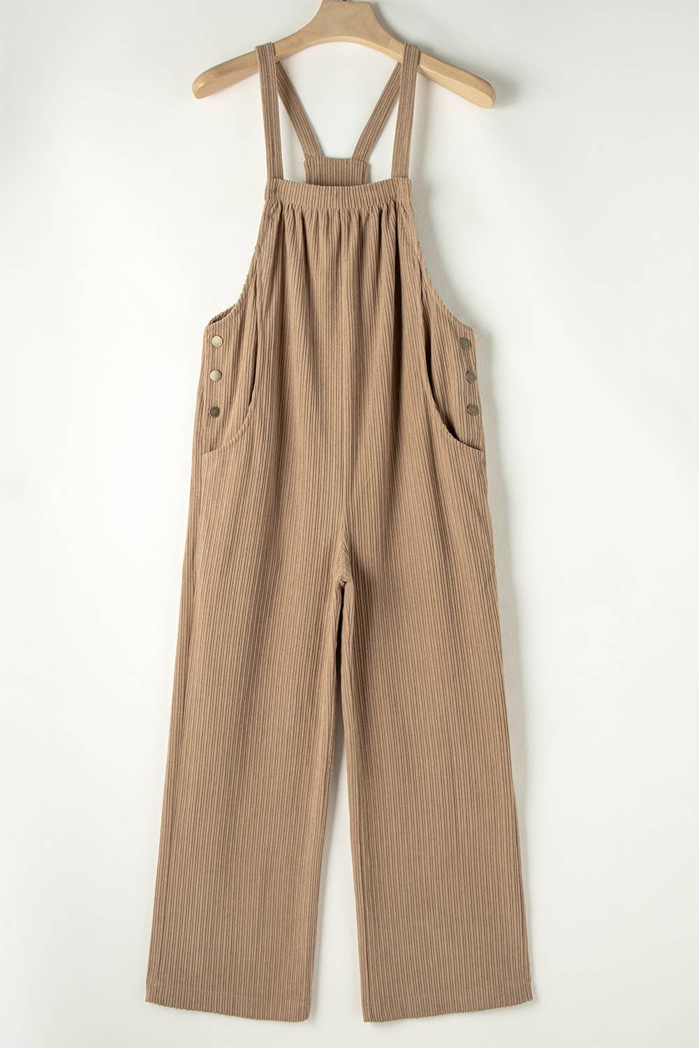 1 the Woman - Morn Solid Pocketed Loose Fit Corduroy Overall