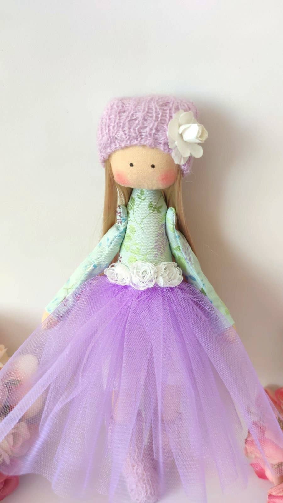 ChernikovaNataliya - Handmade Lilac Ballerina Rag Doll, Fabric