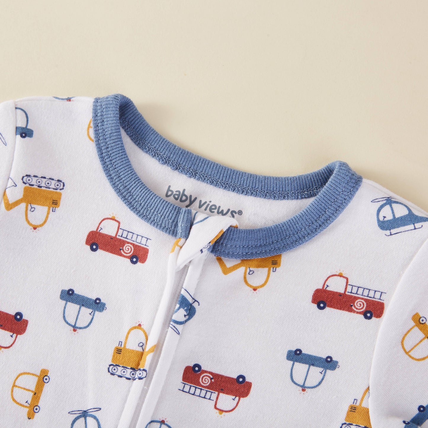 Lollipop Dreams - Vehicles Car Pattern Zipper Footie Pajamas Romper