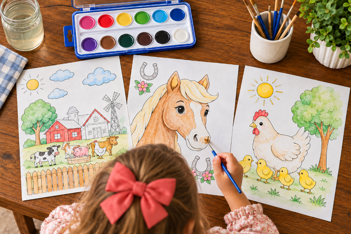 Jessie Marie Creative - Watercolor Art Kit: Farm Theme Designs
