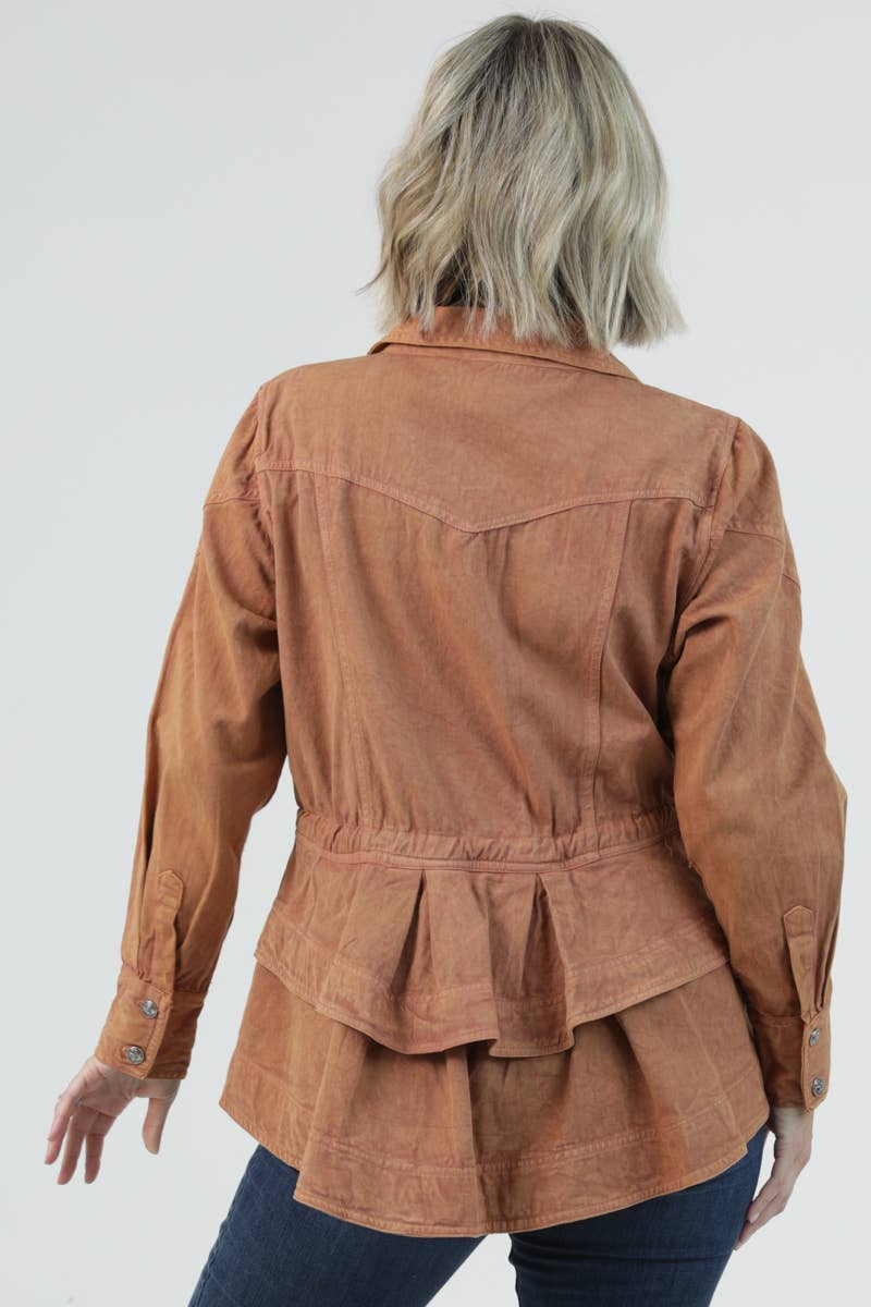 Nostalgia - E2U94-ASIS DENIM RUFFLE PEPLUM JACKET