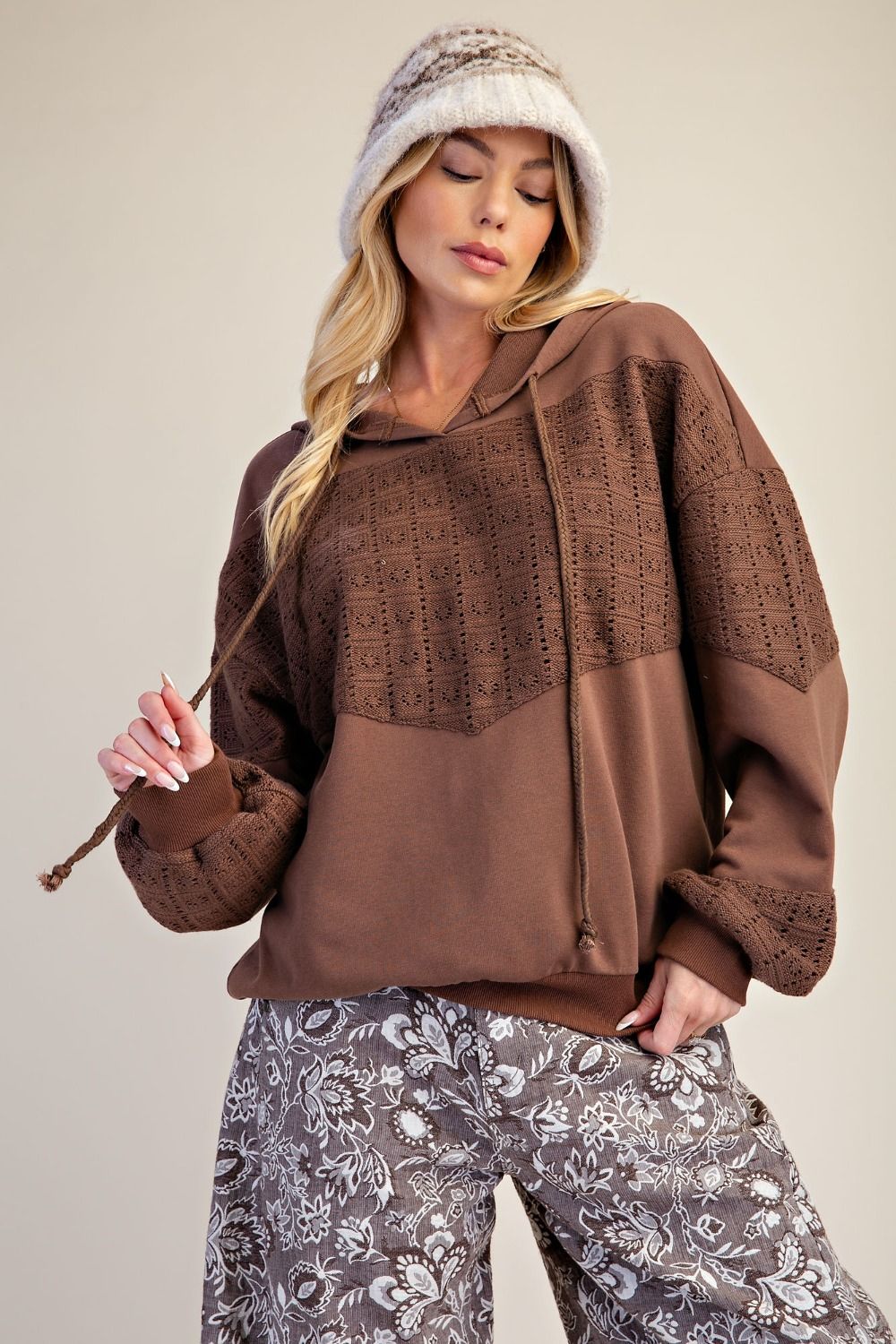 Crochet Mix Brown Hoodie