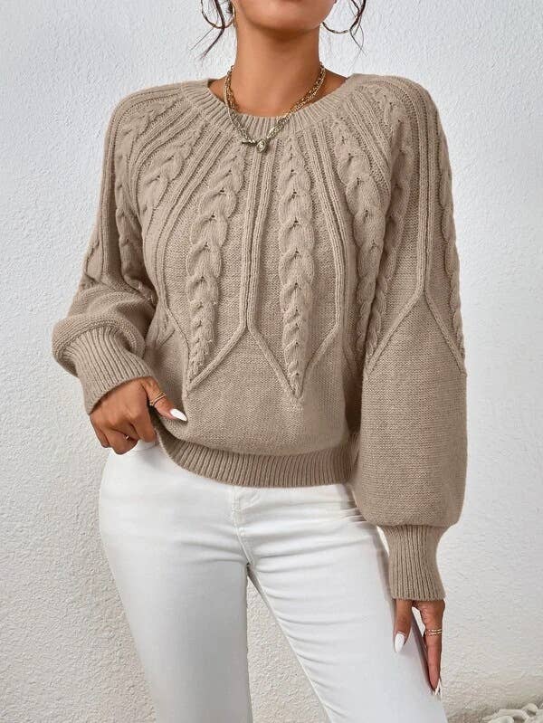 Rosa Clothing - Cable knit Balloon Sleeves sweater jumper