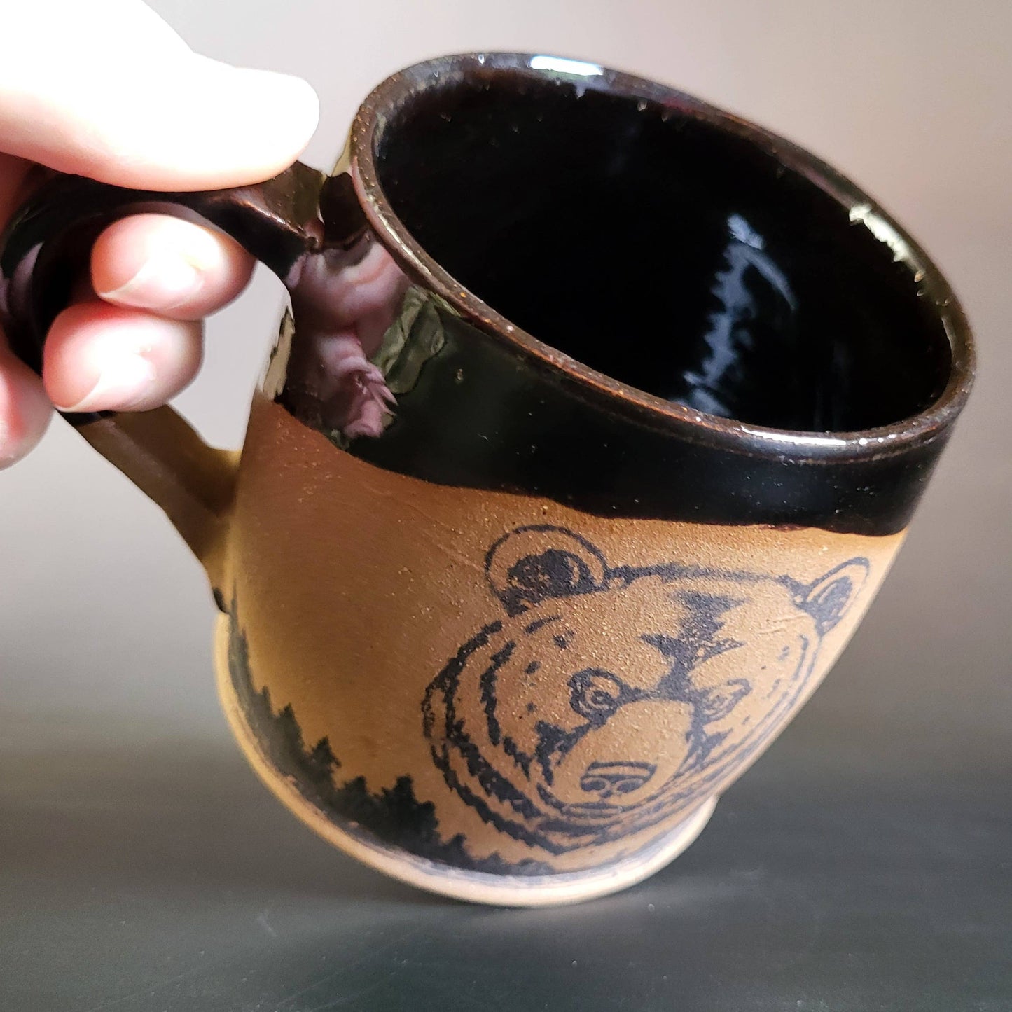 Divine Vessels Pottery - Grizzly Bear Mug with Brown Glaze