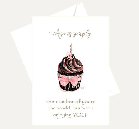 Bellflower Girl - Age is Simply the Number... Chocolate Cupcake Birthday Card
