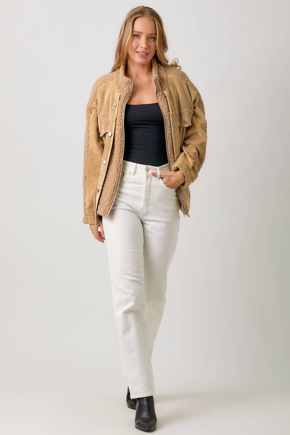 Mystree - 60817 Corduroy Mixed Sherpa Jacket