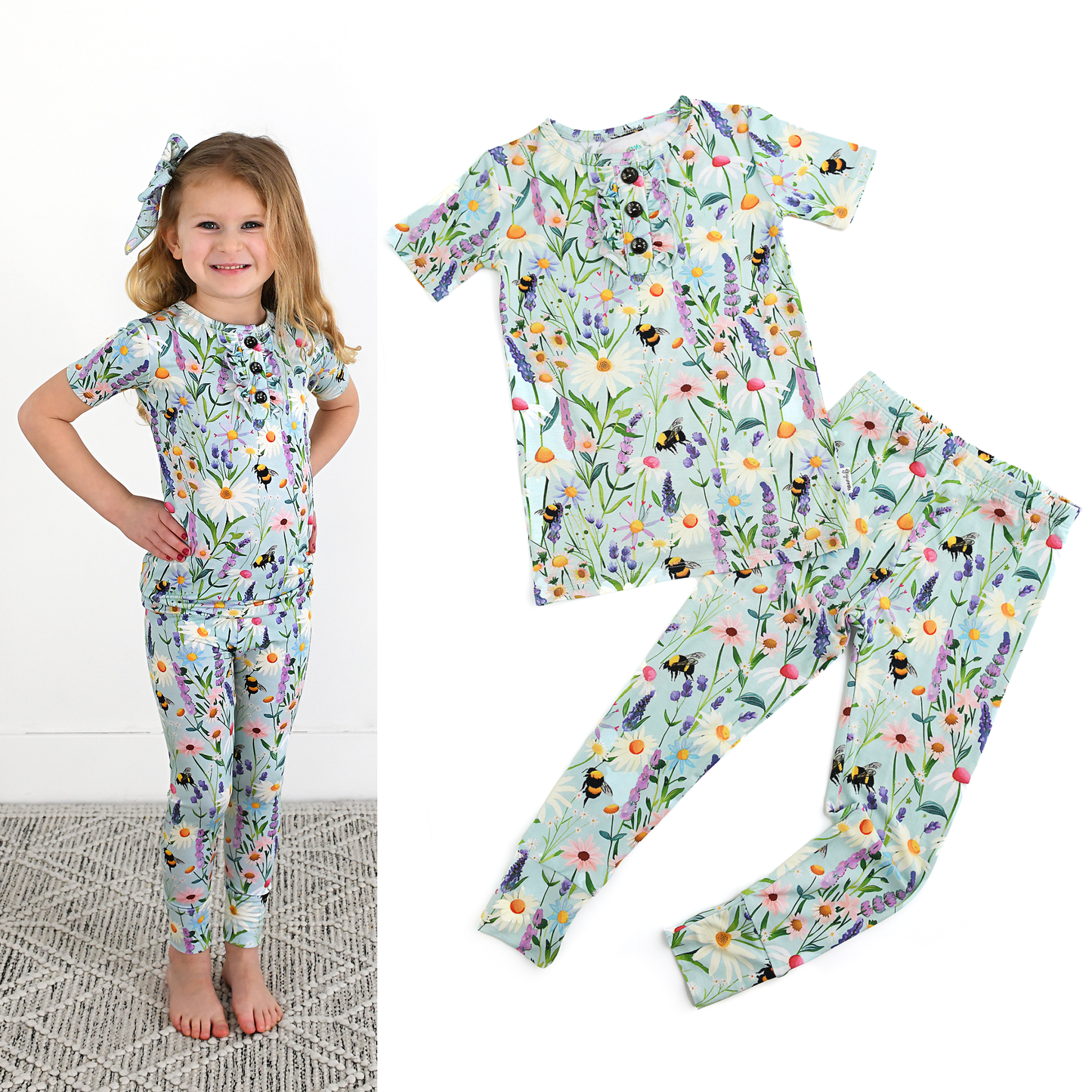 Gigi and Max - Bumble Ruffle Two Piece Bamboo Kids Lounge Set
