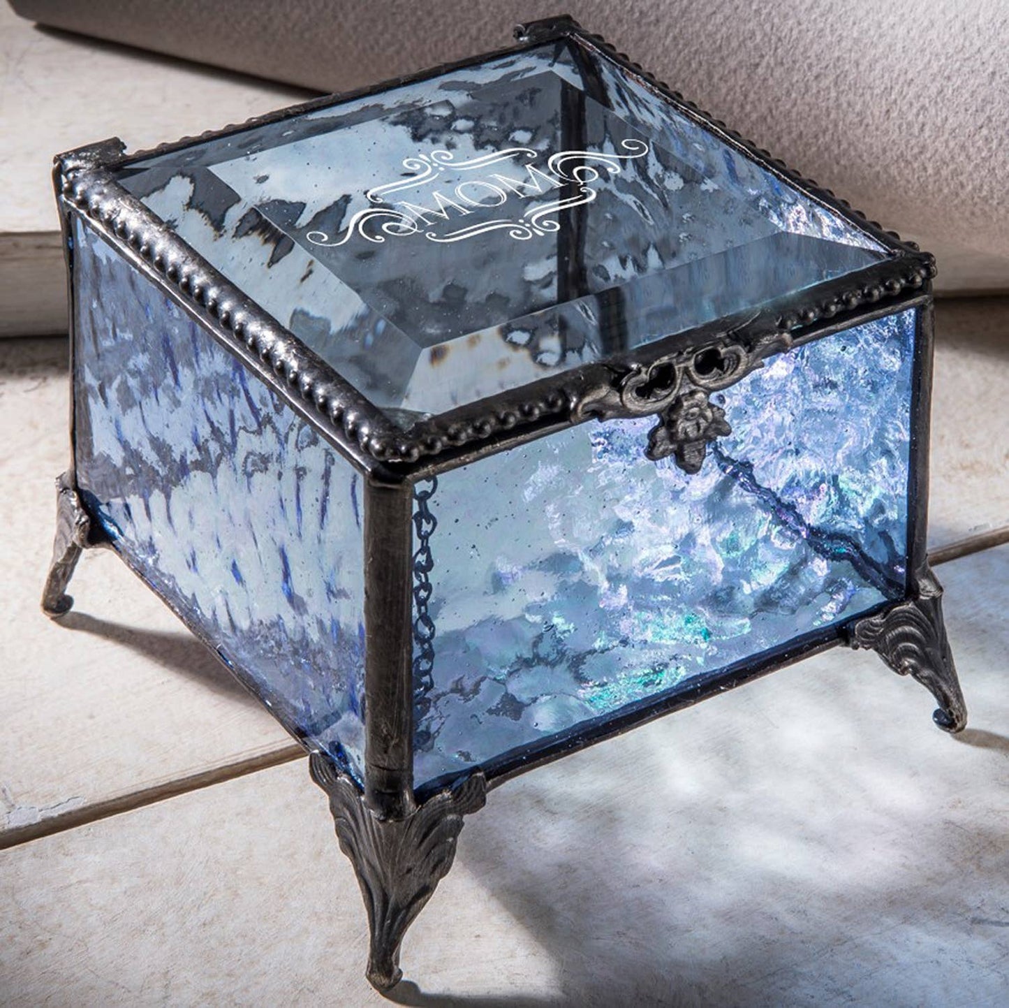 J Devlin Glass Art & Bert Anderson Collection - Mom Gift Stained Glass Jewelry Box By J Devlin Glass Art