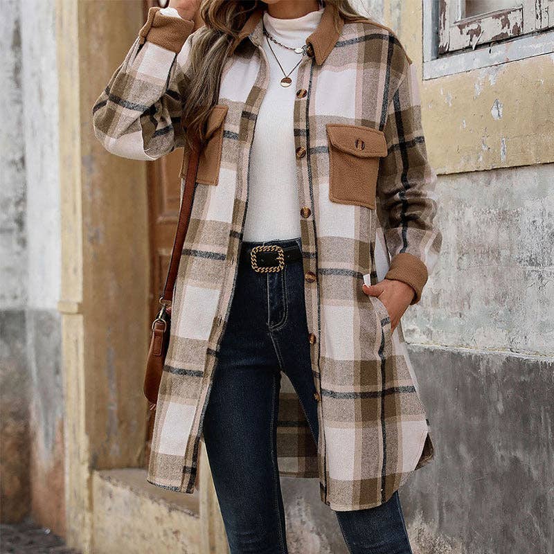 Lovesoft - Women's Polished Plaid Long Coat