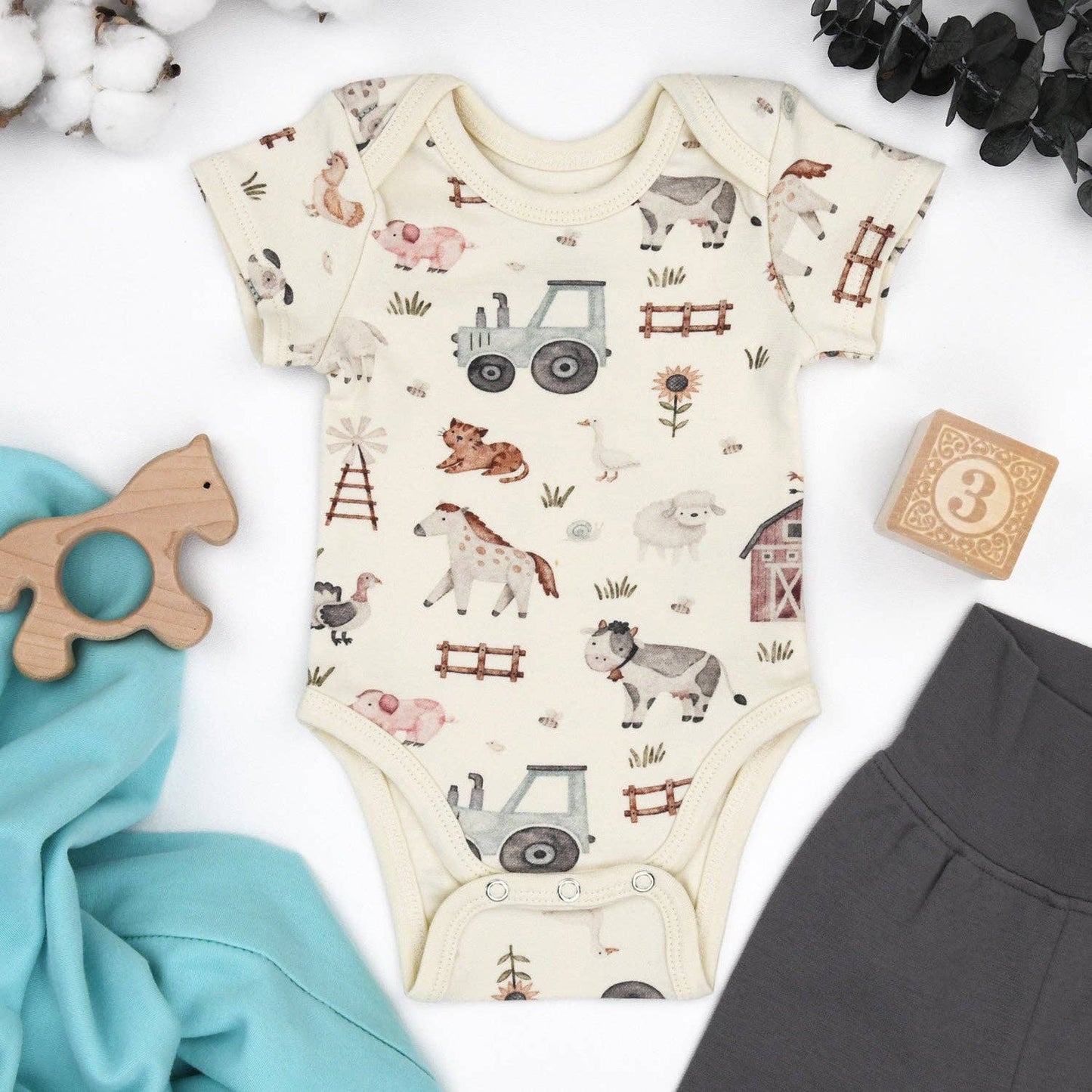 Earthy - Organic Cotton Short Sleeve Baby Bodysuit Set